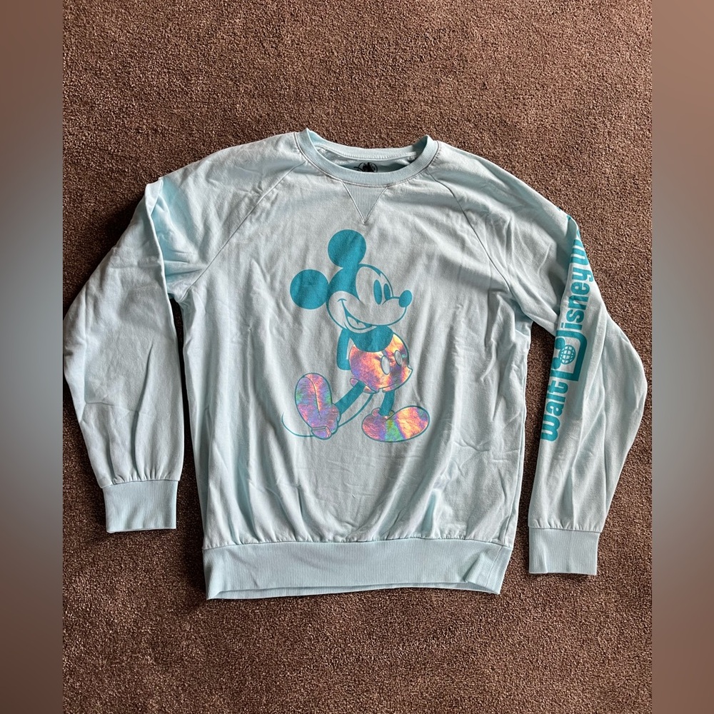 Disney Light Blue Mickey Mouse Graphic Sweatshirt